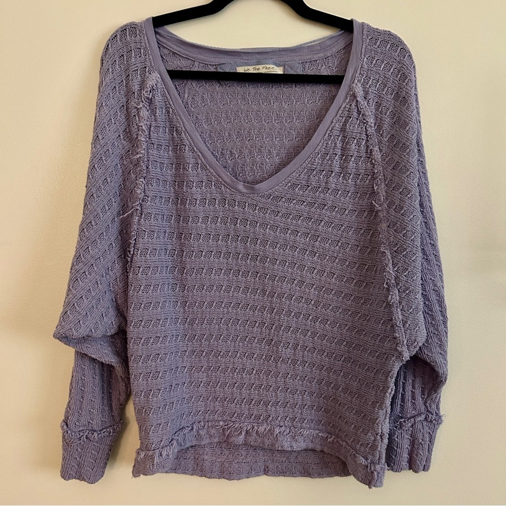 We The Free Lilac Oversized Boho V-Neck Sweater - Picture 4 of 8